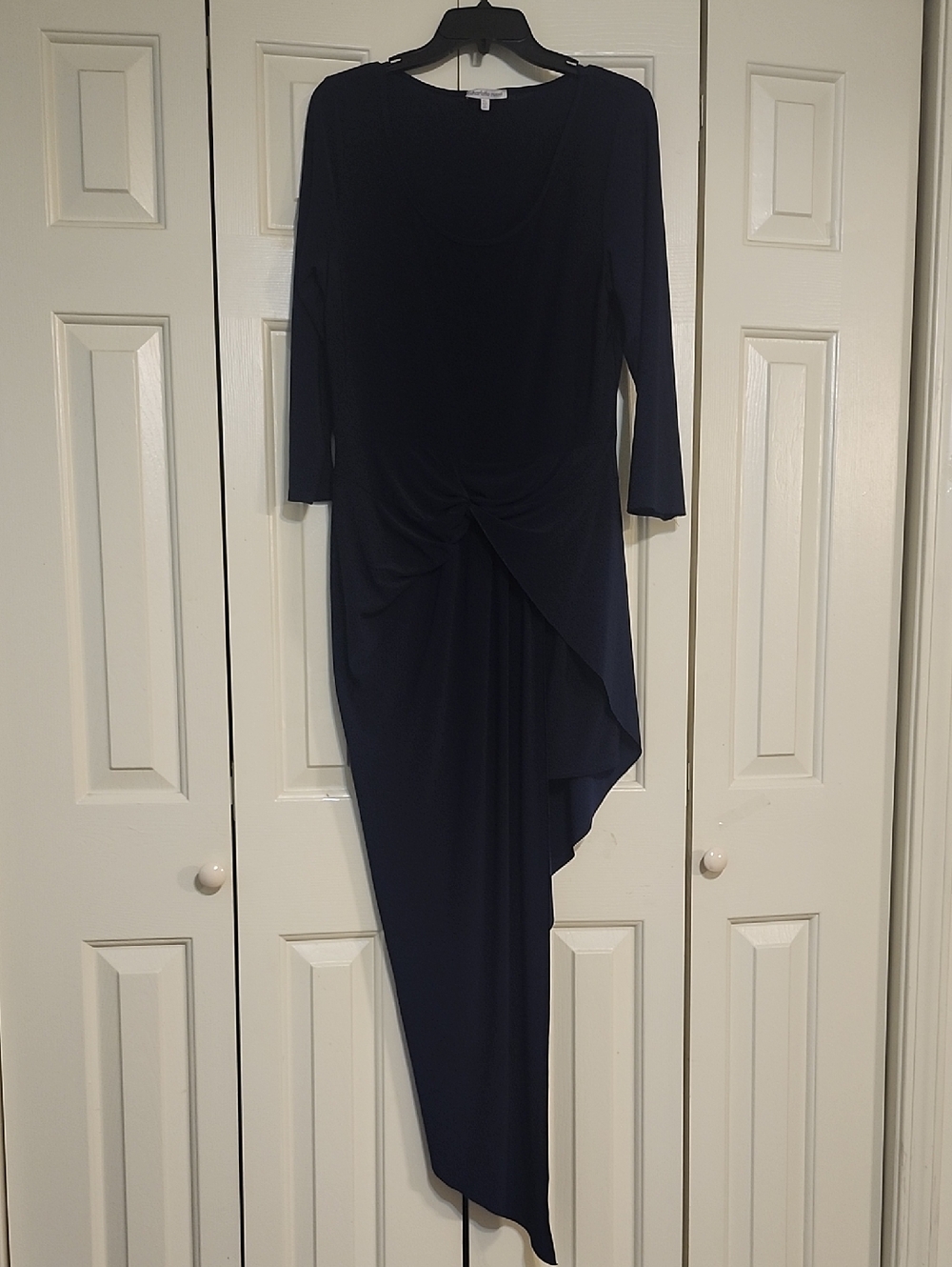Women's Navy Asymmetric Ruched Dress